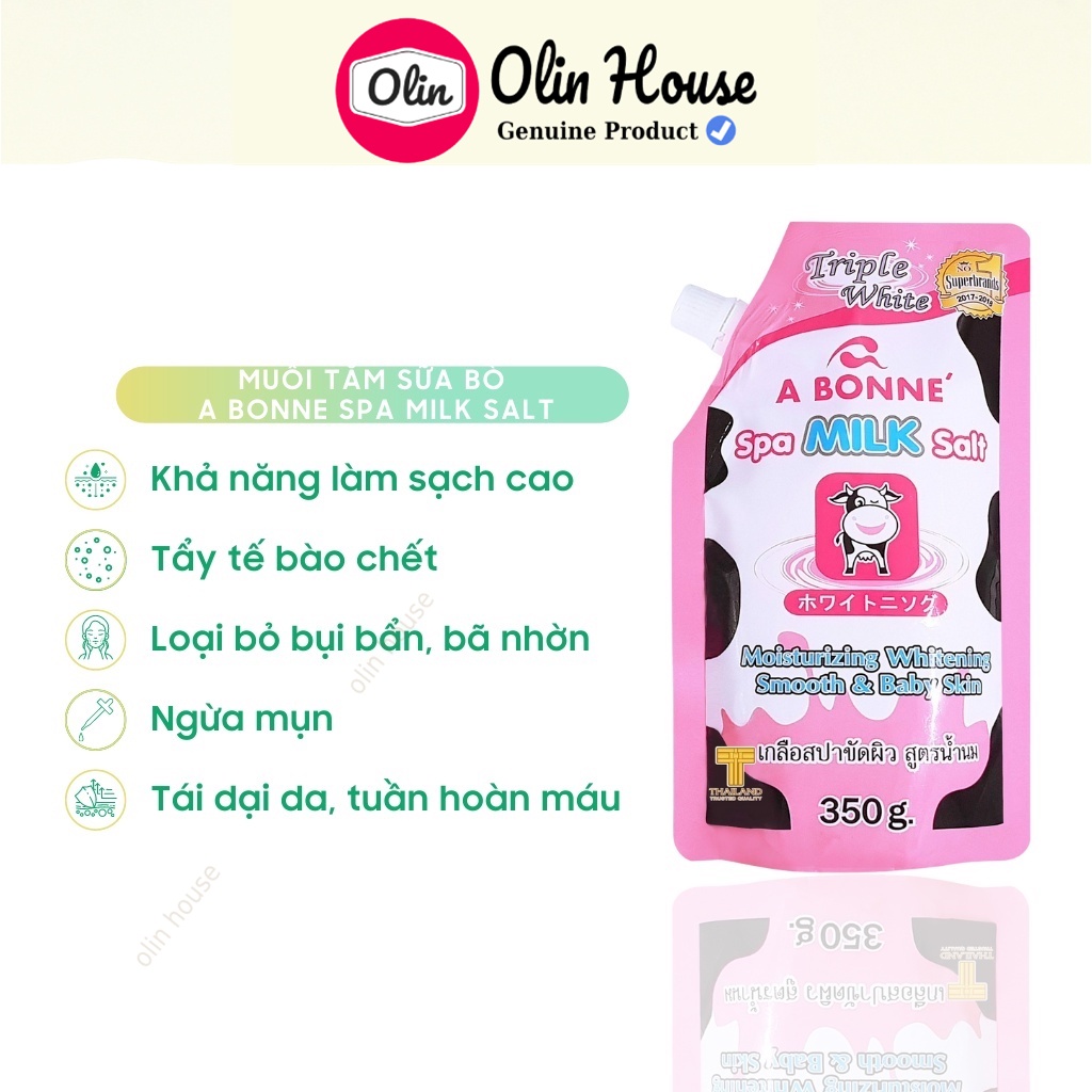Muối Tắm Sữa Bò 350g - Tẩy Tế Bào Chết - Tẩy da chết Body A Bonne Spa Milk Salt Thái Lan - Olin House