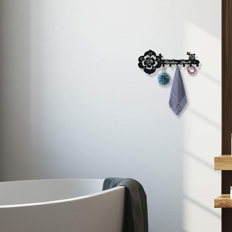Móc Treo Đồ Gắn Tường Bằng Kim Loại Họa Tiết Hoa Hồng Đa Năng Sắp Xếp Gọn Gàng Cho Nhà Bếp Nhà Tắm