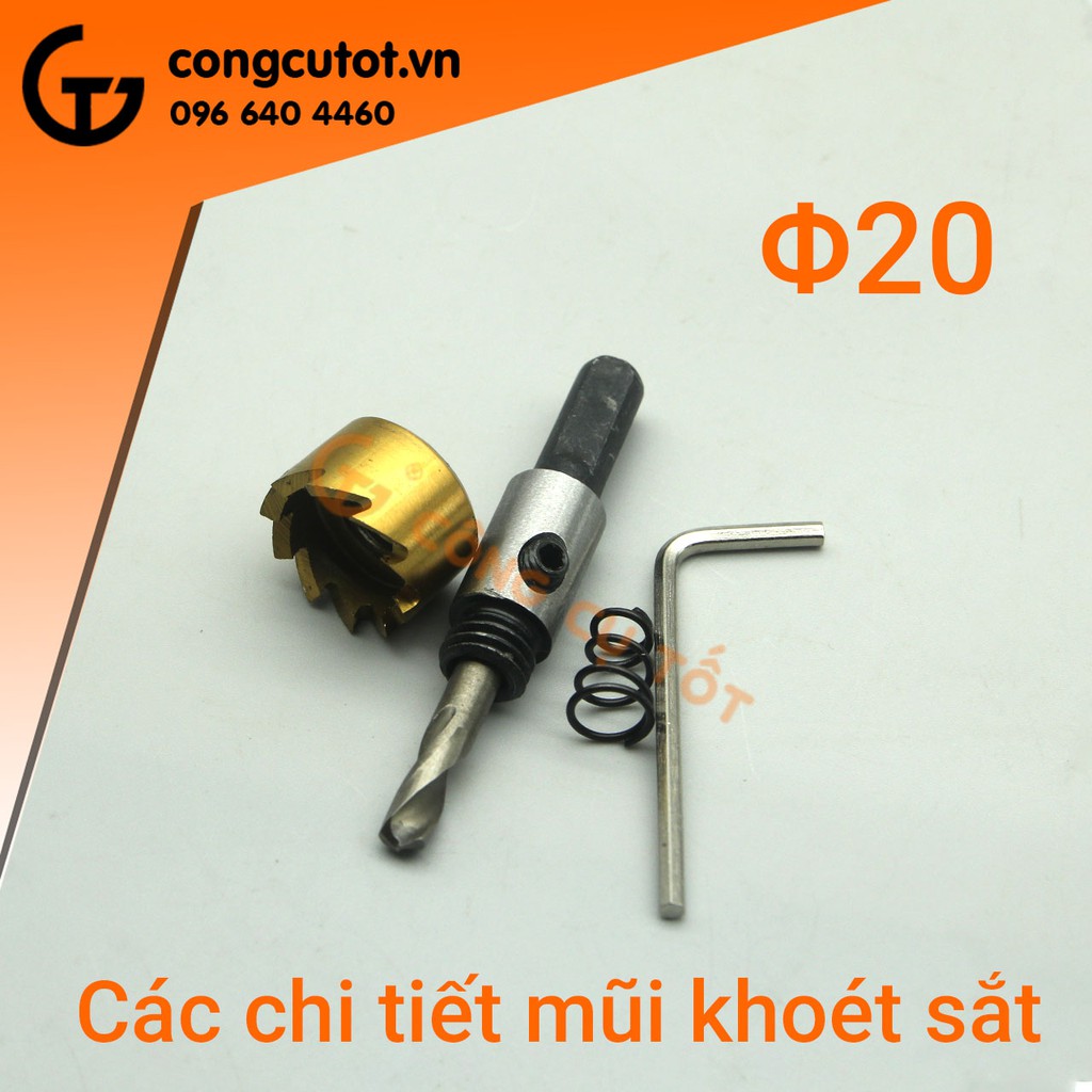 Bộ 5 mũi khoét sắt bằng thép gió phủ Titan