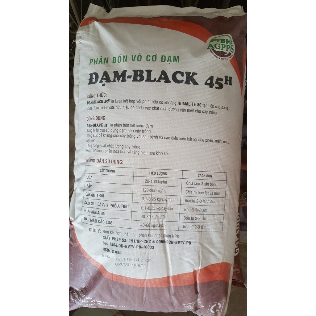 Phân bón ĐẠM BLACK 45H - Ure đen - Túi Zip 1Kg
