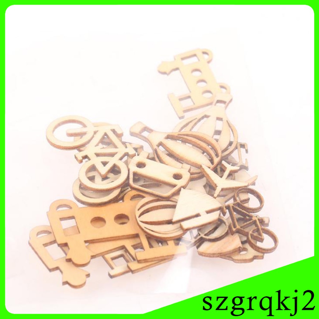 Set 24 Miếng Gỗ Hình Phương Tiện Giao Thông Dùng Trang Trí Sổ Tay DIY