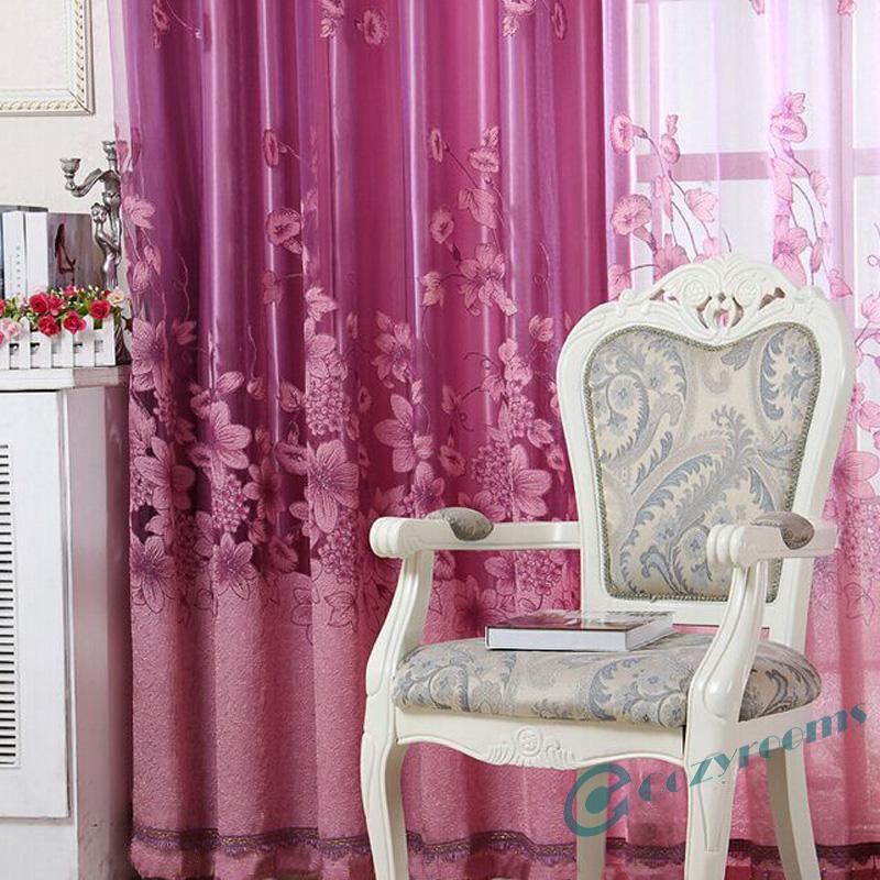 Rèm cửa họa tiết hoa lá đẹp mắt kích thước 250x100cm dùng trong phòng khách/phòng ngủ