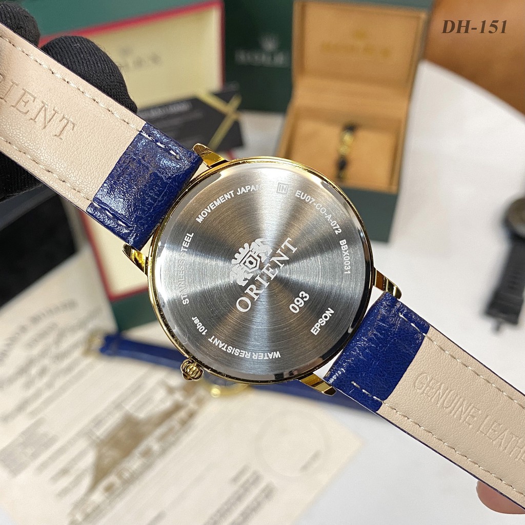 Đồng hồ nam Orient thời trang mặt tròn mạ vàng dây da mềm sang trọng DH151 pishop