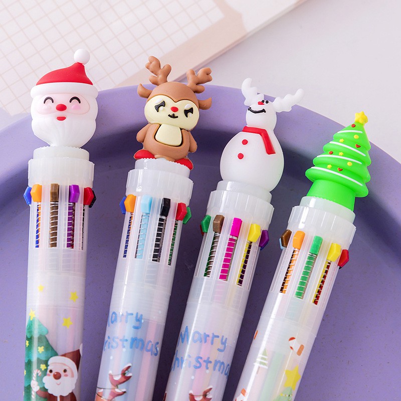 Bút bi 10 màu hình noel_ Quà noel cho bé học tập_Đồ dùng học tập cho bé giá rẻ