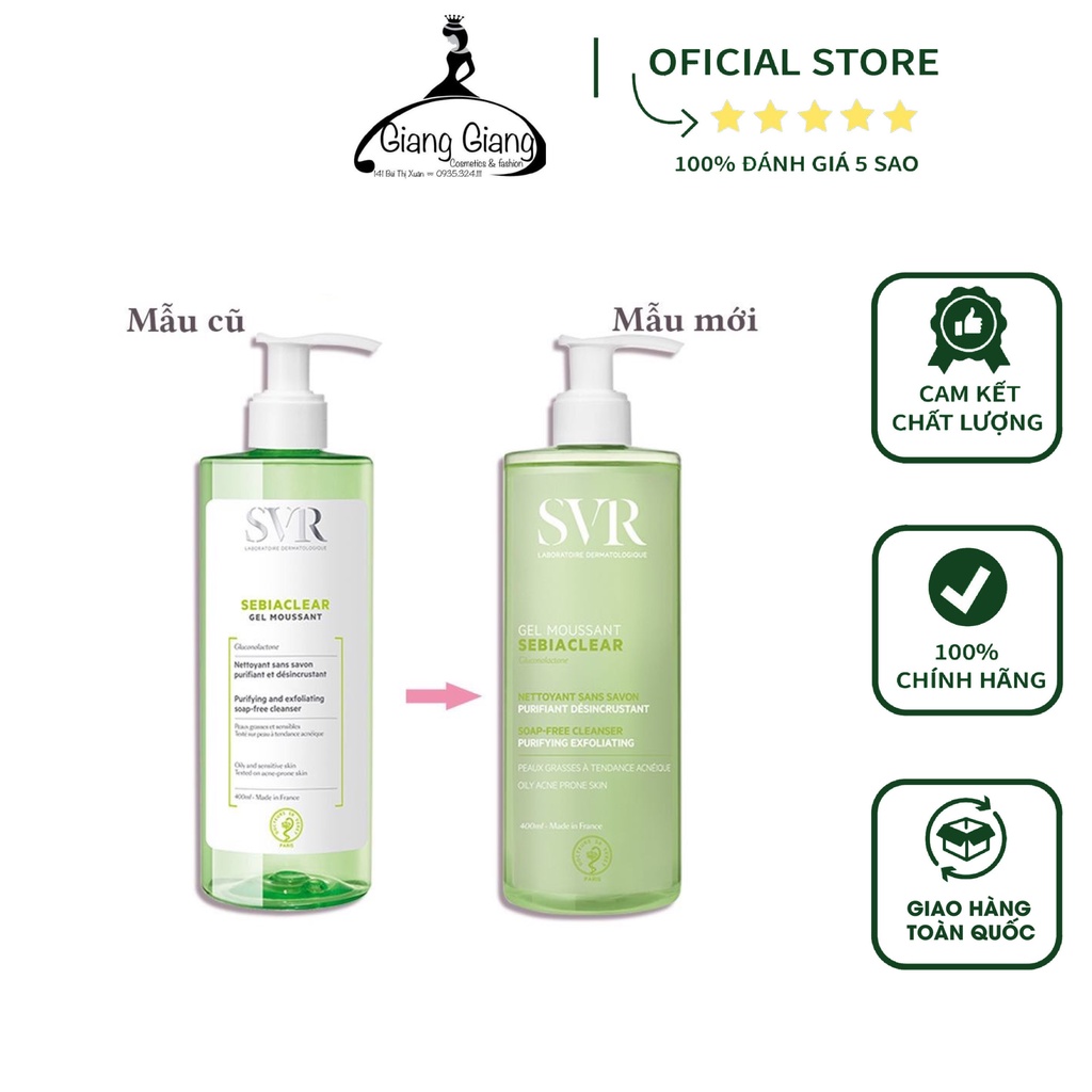 Sữa Rửa Mặt SVR Cho Da Dầu - SVR Sebiaclear Gel Moussant  400ml Loại Bỏ Tế Bào Da Chết SRM