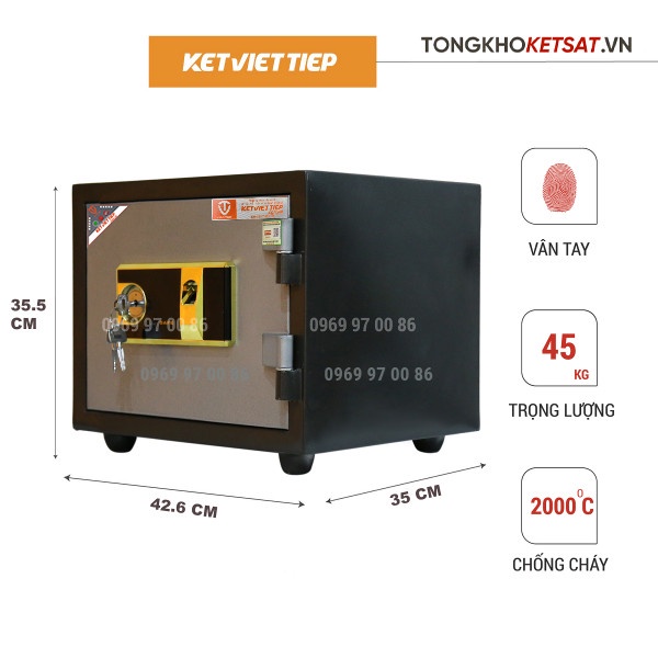 Két Sắt Mini Vân Tay Chống Cháy 🎁CHÍNH HÃNG🎁 Két Sắt Việt Tiệp K68BLN-VT (Freeship Toàn Quốc)