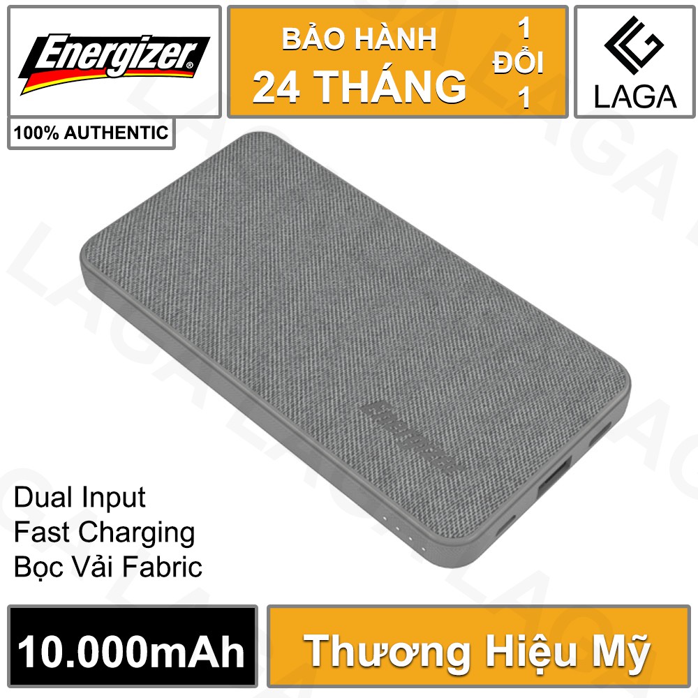 Pin Sạc Dự Phòng Energizer 10000mAh Li-Polymer Bọc Vải Fabric UE10043