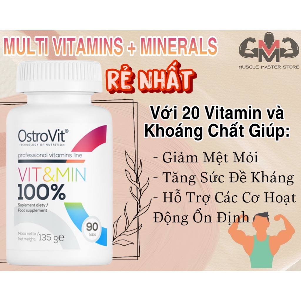 [CHÍNH HÃNG] Thực Phẩm Bổ Sung Vitamin và Khoáng Chất Ostrovit Vit Min 100% 90 Viên