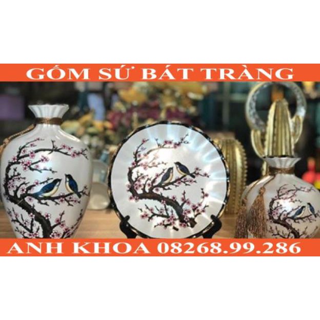 Bộ 3 bình trang trí phòng khách - Gốm sứ Bát Tràng Anh Khoa