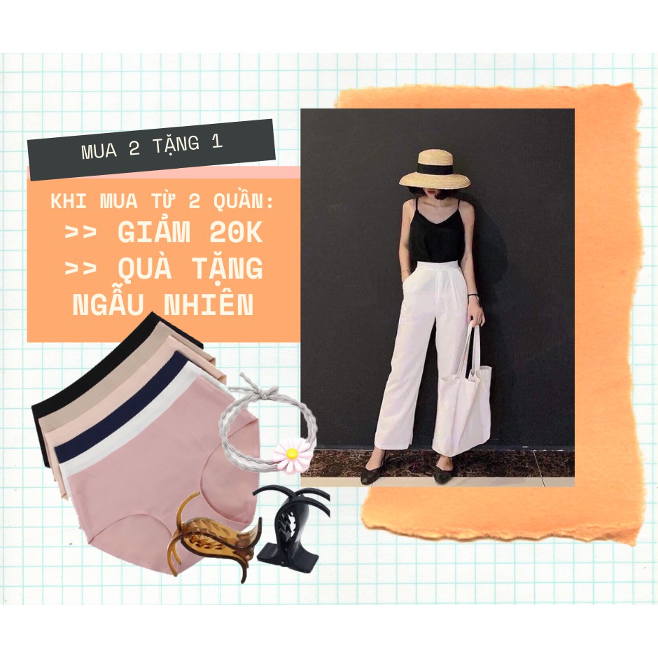 Quần ống rộng đũi suông dáng dài THUS Culottes xuông khóa thật hàng cao cấp Q2C03