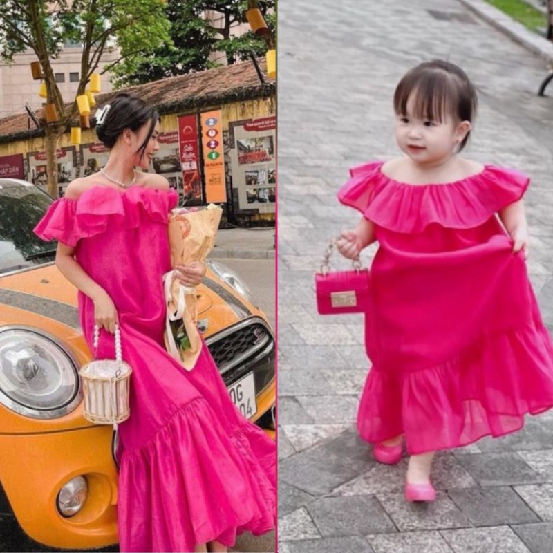 Đầm đôi bẹt vai sắc màu
