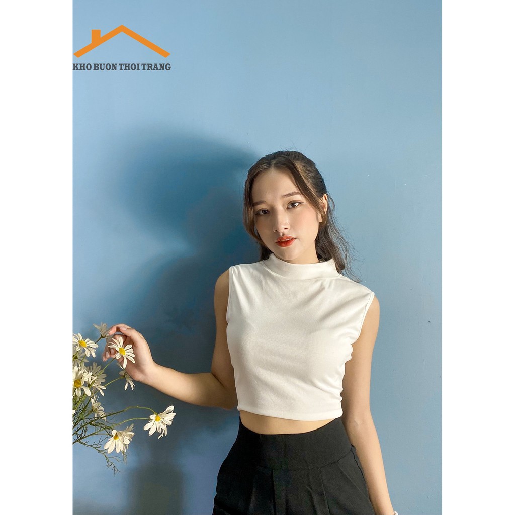 [Mã FAMAYWA giảm 10K đơn 50K] Áo ba lỗ cổ cao form croptop cho nàng cá tính