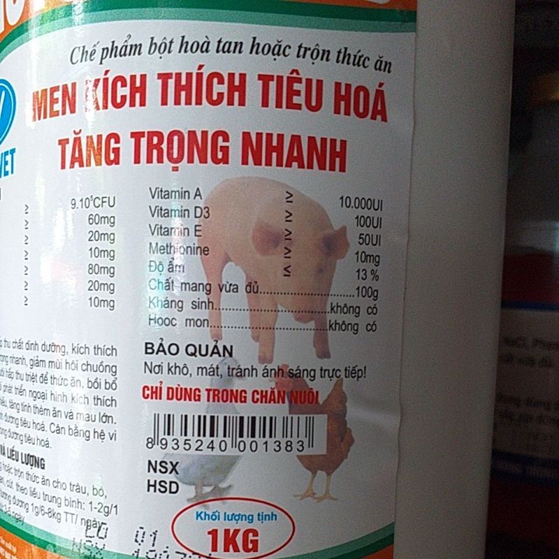 Men tiêu hóa sống lactonano b cho thú y lợn gà chim vịt ngan chó mèo thỏ dê thú cưng, đỡ đ.i ỉa, h.ấp th.u tốt thức ăn