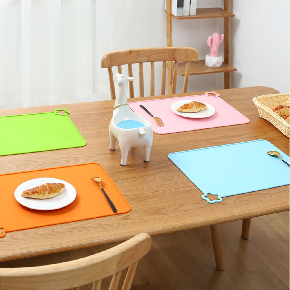 LY Baby & Kid Silicone Placemats Food Grade Toddler Food Mat Table Mats Hang Home & Garden Waterproof Non-Slip Foldable Stain Resistant/Multicolor