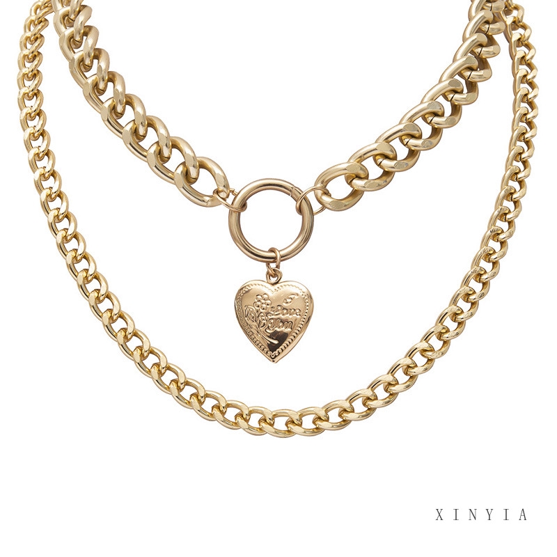 Vòng Cổ Choker Hai Lớp Mặt Hình Trái Tim Thời Trang Cho Nữ