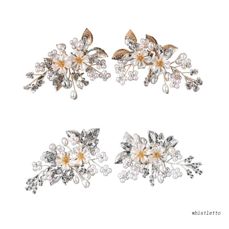 Whi Kẹp Pha Lê Hình Hoa Kẹp Giày Trang Trí Đám Cưới S