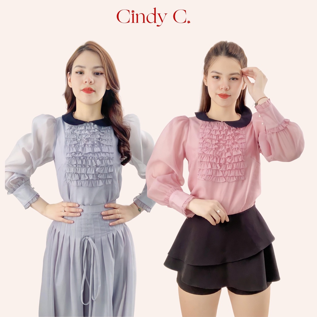 Áo sơ mi dài tay Sweet Cindy C nhẹ nhàng nữ tính 813