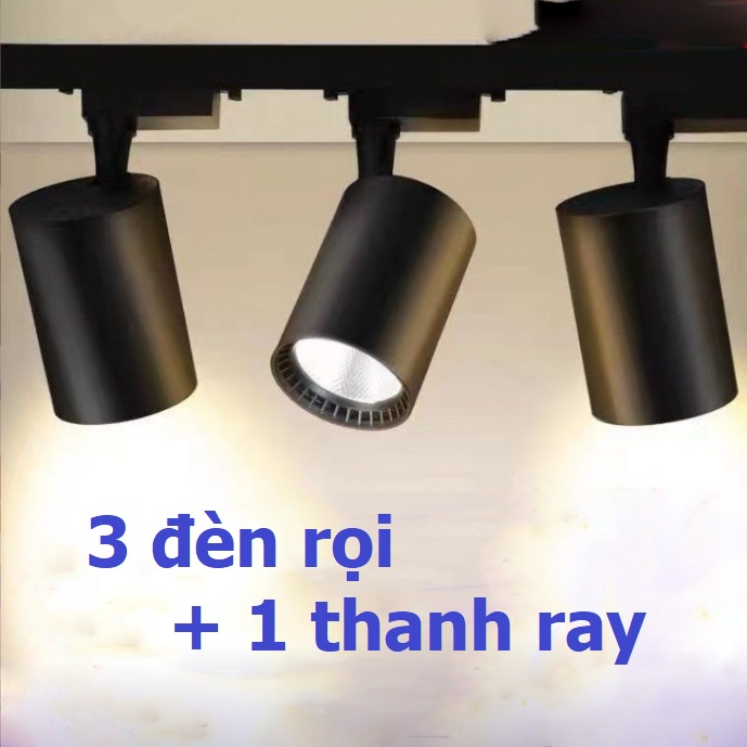 Combo 3 đèn rọi ray + 1 ray 1 mét tiết kiệm năng lượng, BH 2 năm