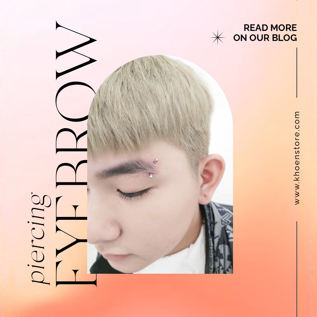 Khuyên tai Cong hạt bi vị trí Chân mày, rook, daith - Khoen Store