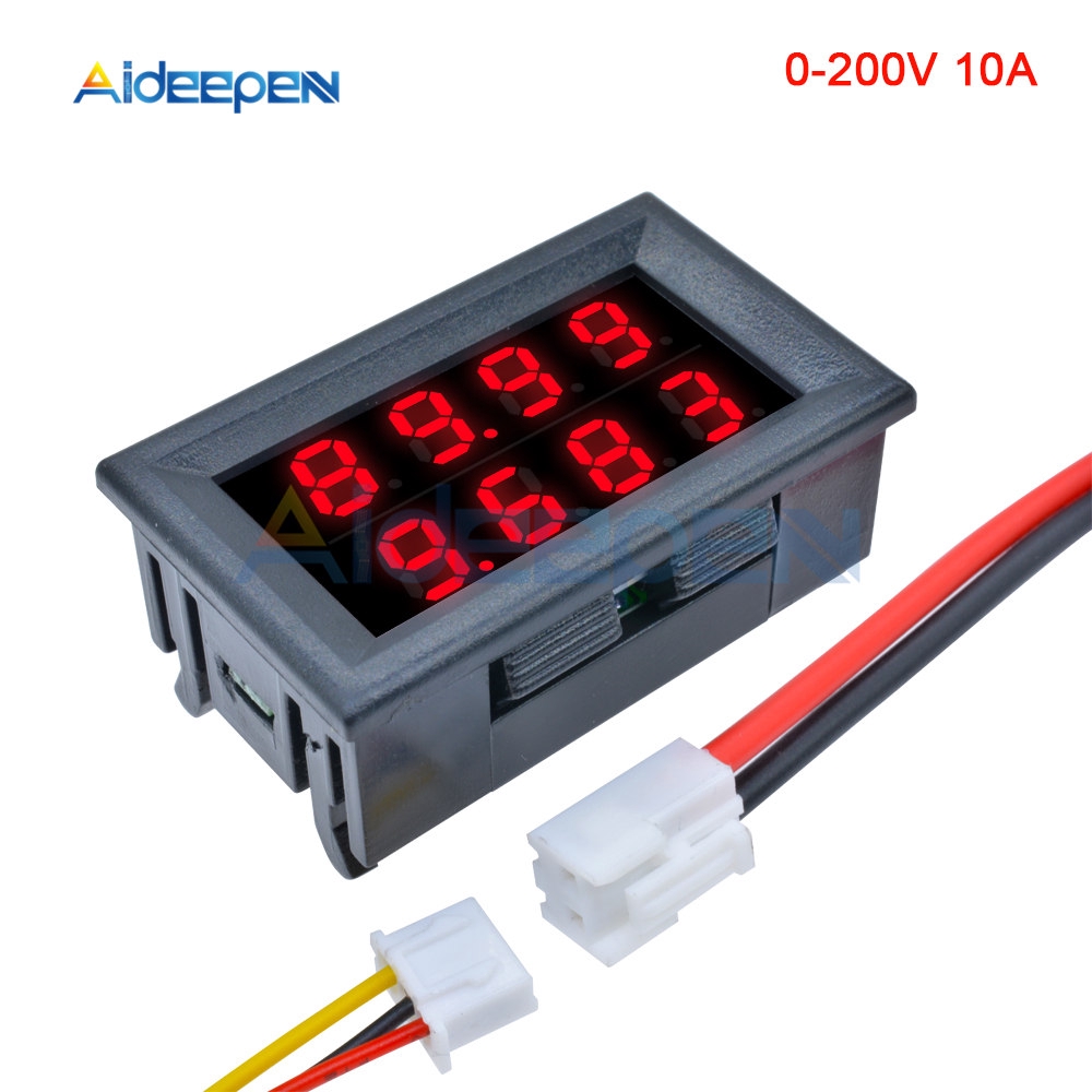 0.28'' Digital Voltmeter Ammeter 4 Bit 5 Wires DC 100V 200V 10A Voltage Current Meter Red Blue/Red Red LED Dual Display Amp Volt | BigBuy360 - bigbuy360.vn
