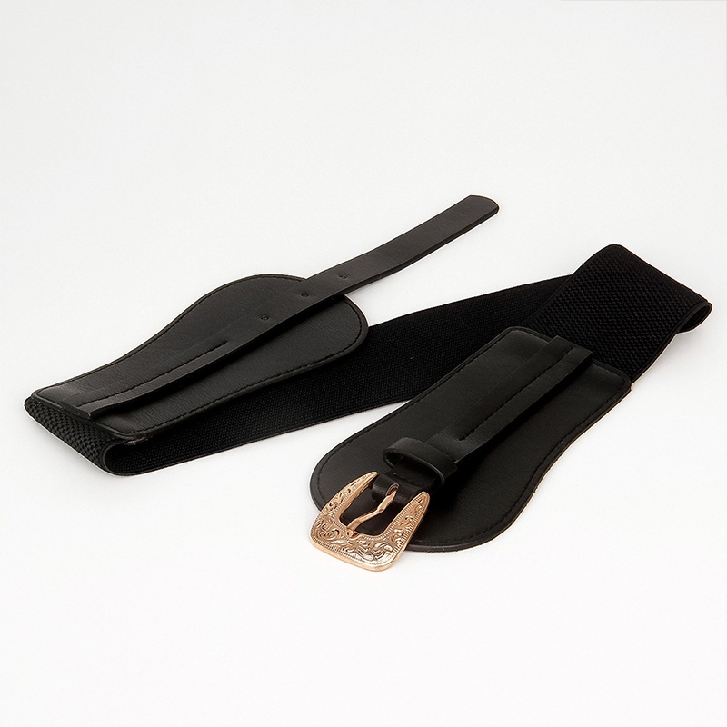 Thắt Lưng Da PU Khóa Vuông Màu Vàng Thời Trang Cho Nữ