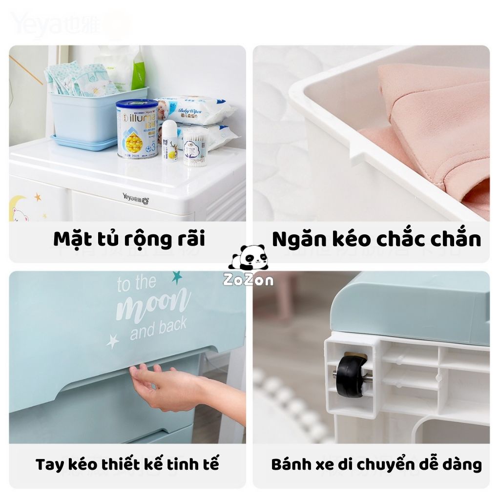 Tủ Nhựa Để Quần Áo Cho Em Bé Zozon , Tủ Đựng Đồ Trẻ Em Cao Cấp 5 Tầng 6 Ngăn Có Nhiều Ô, Thanh Treo Đồ Chắc Chắn An Toàn