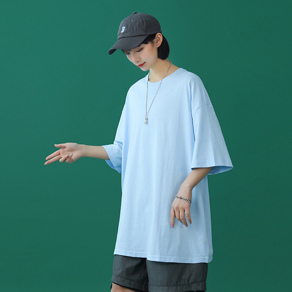 Áo thun tay lỡ trơn ❄ XANH BIỂN ❄ phông Unisex nam nữ tee oversize form rộng pull Ulzzang Streetwear Hàn Quốc vải mềm