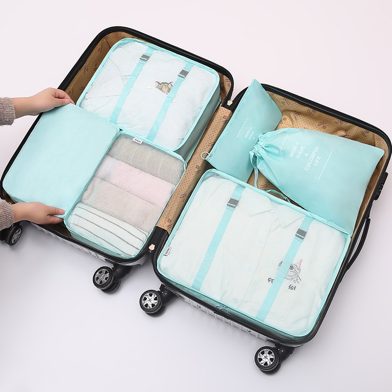 Bộ 7 Túi Đựng Đồ Du Lịch Phân Loại Ngăn Nắp Dành Cho Vali