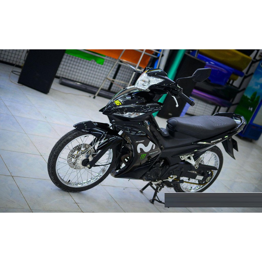 Tem trùm exciter 135 đen trắng movistar monster, độ team decal xe ex dán đời 2011-2014