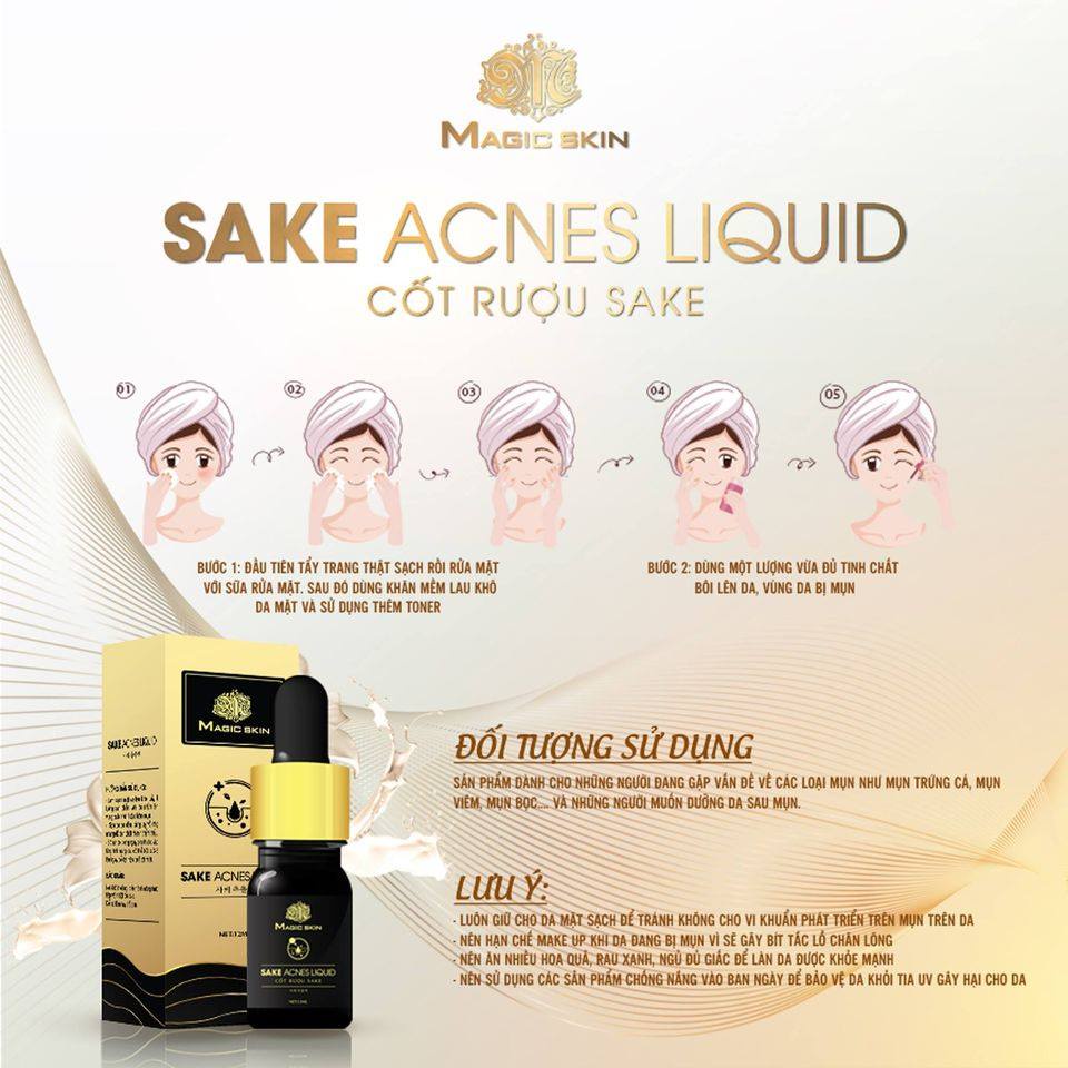 SAKE ACNES LIQUID | Serum Mụn KHÔNG SƯNG cốt rượu sake | CHÍNH HÃNG Magic Skin