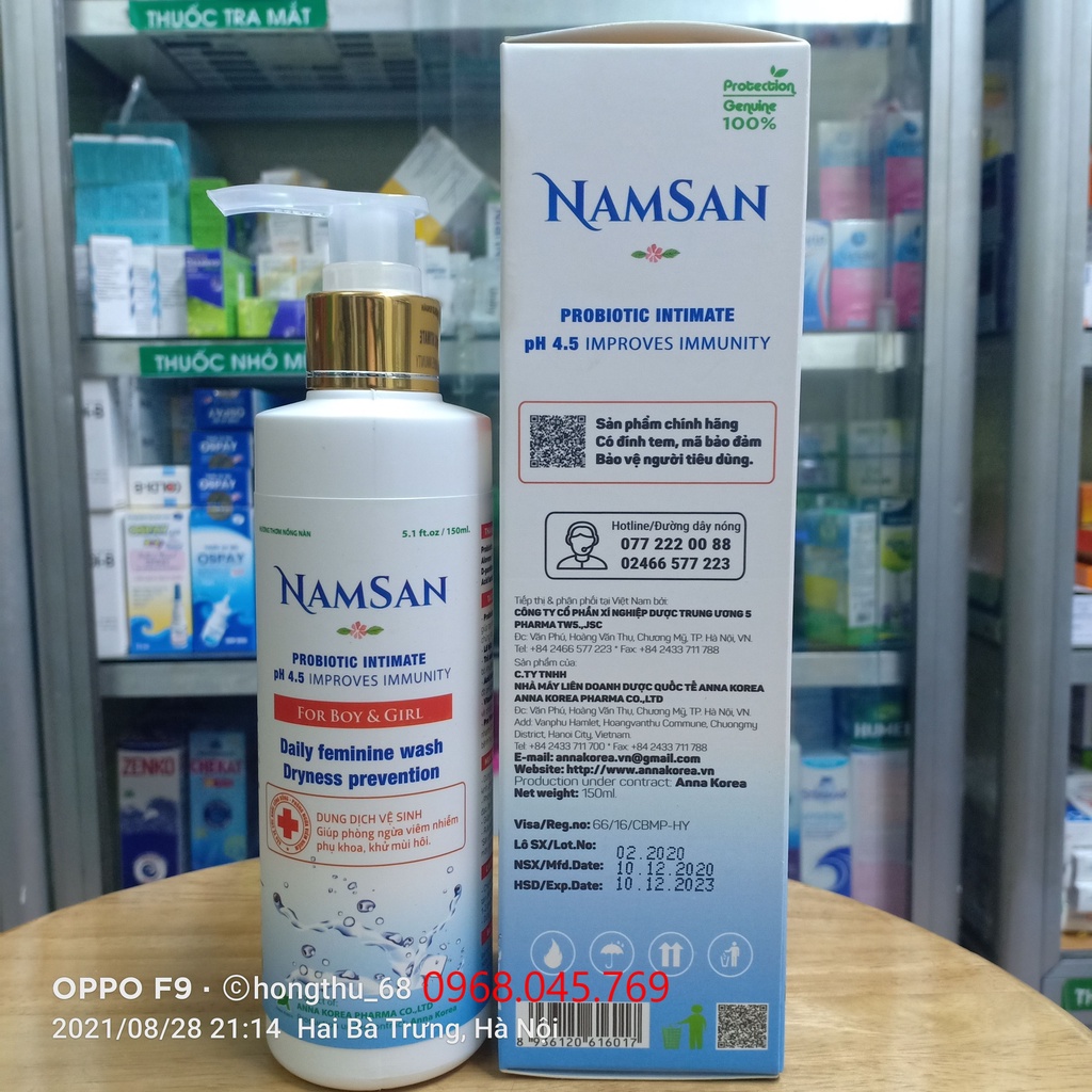 Dung dịch phụ khoa NAMSAN dùng cho cả nam & nữ không gây kích ứng da và niêm mạc
