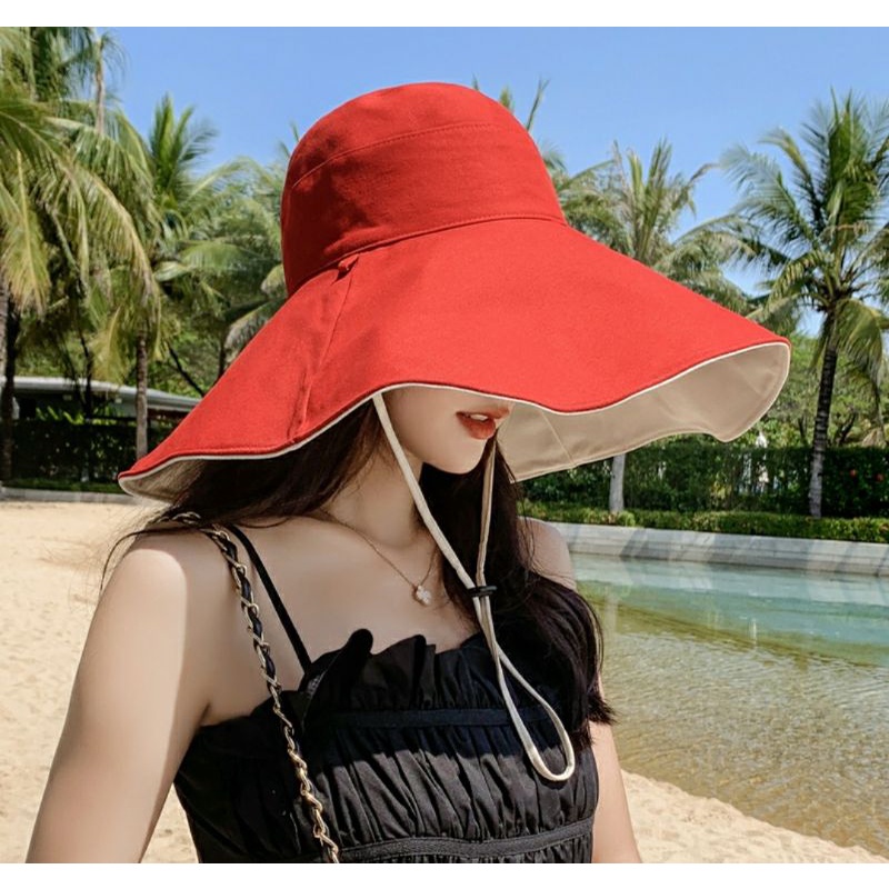 Nón vành rộng đẹp gấp gọn mũ đi biển đội 2 mặt chống nắng UV Hàn Quốc cho nữ