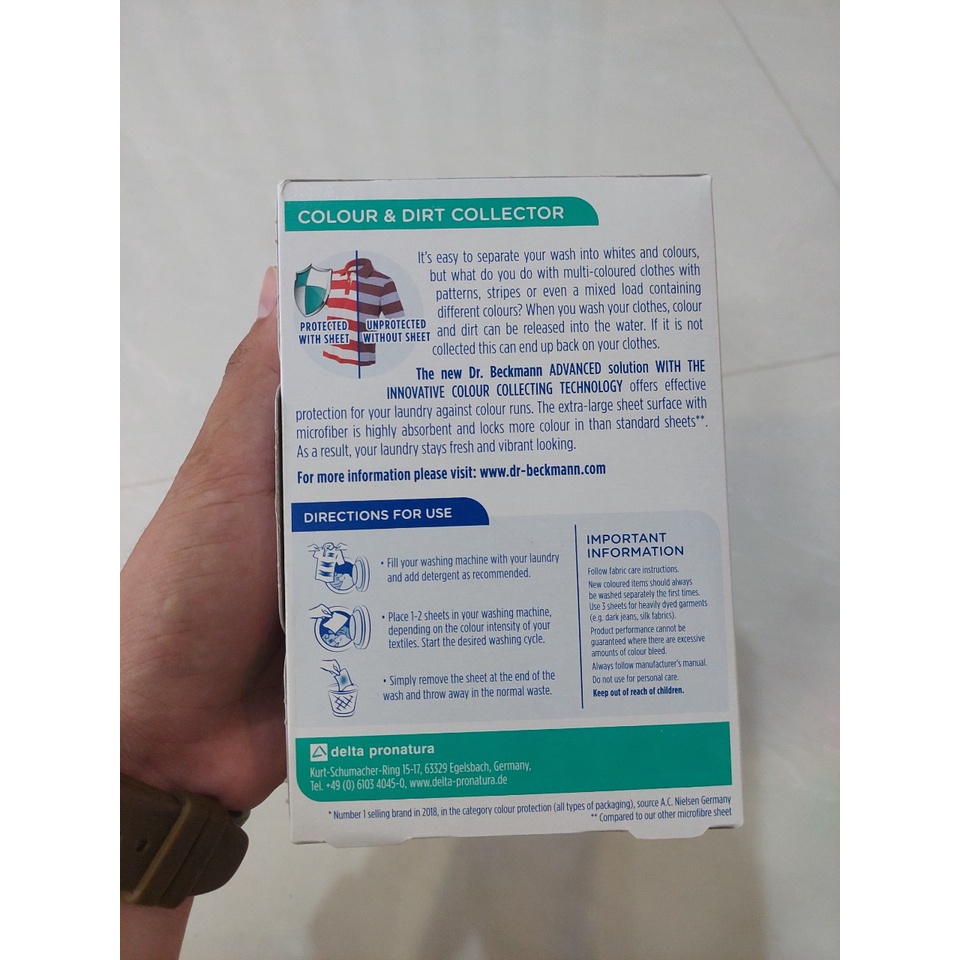 Dr. Beckmann Giấy Hút Màu & Chống Phai Màu Quần Áo 12 tờ & 30 tờ