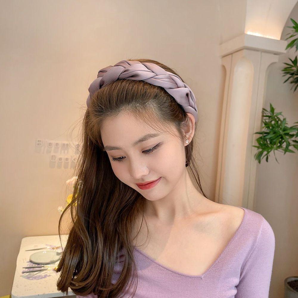 Băng Đô Cài Tóc Bản Rộng Chống Trượt Màu Trơn Phong Cách Hàn Quốc Thời Trang Cho Bạn Gái