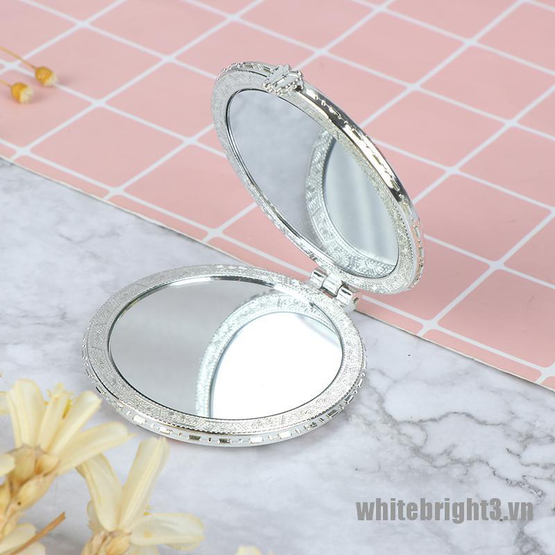 (Hàng Mới Về) Gương Trang Điểm mini 3 Lần Họa Tiết Hoa Cổ Điển