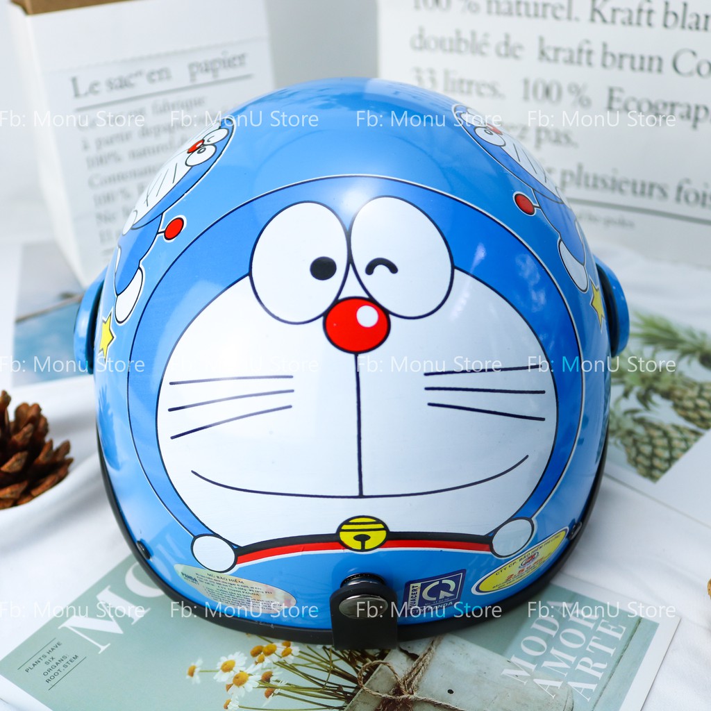 Mũ bảo hiểm kèm kính càng cua TRẺ EM doraemon dễ thương cute