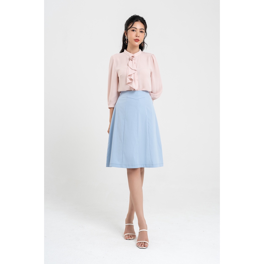 Chân Váy Công Sở Lamer Chữ A Lửng Trơn Basic LAMER L62R22H016