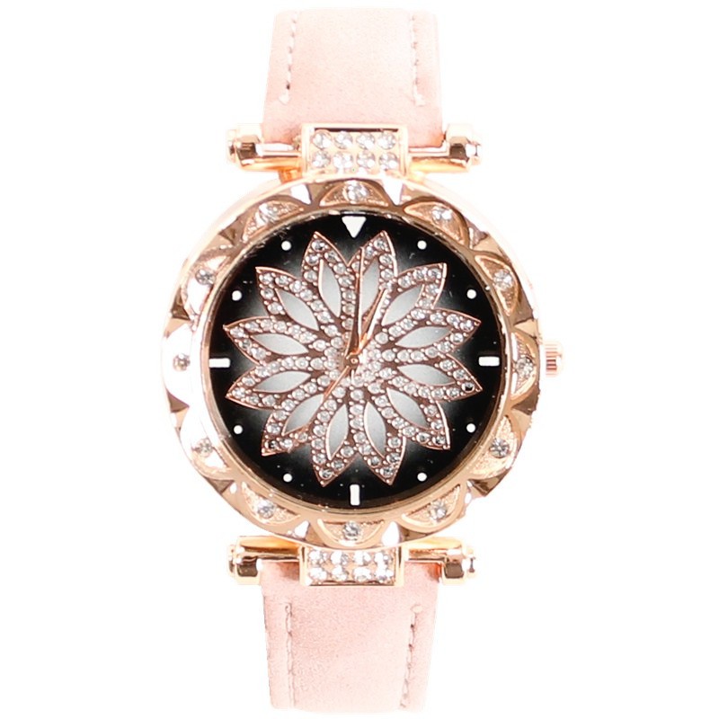 Đồng Hồ nữ Shshd Mặt kim sa lấp lánh thời trang dây da cao cấp