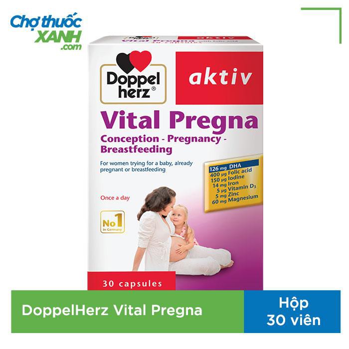 Prenatal Doppelherz Vital Pregna viên uống bổ bà bầu, bổ sung vitamin và khoáng chất dành cho bà bầu, Hộp 30 viên