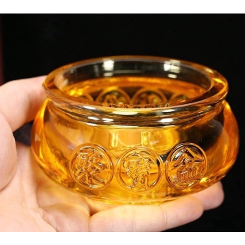 Hũ Vàng Bát Tụ Bảo Bồn Lưu Ly Chiêu Lộc Tụ Tài 10cm, KHÔNG gồm thỏi vàng