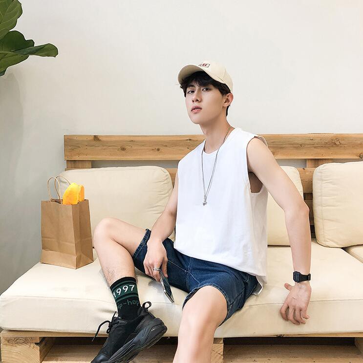 Áo thun sát nách dáng rộng màu trơn thời trang cỡ M-3XL cho nam