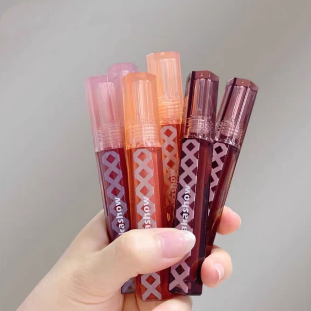 Son kem KAKASHOW mịn lì mềm môi Velvet Mist Hexagonal Lip Glaze vân mây Milk Orange Shadow Lip Glaze KAKA12