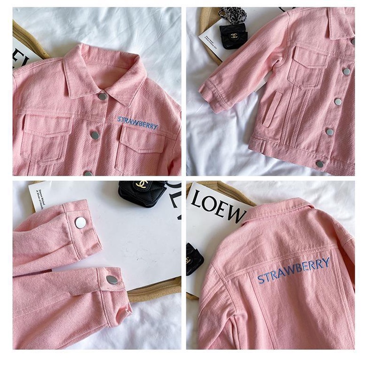 Áo Khoác Denim Tay Dài Thời Trang Xuân Thu 2022 Dành Cho Bé Gái