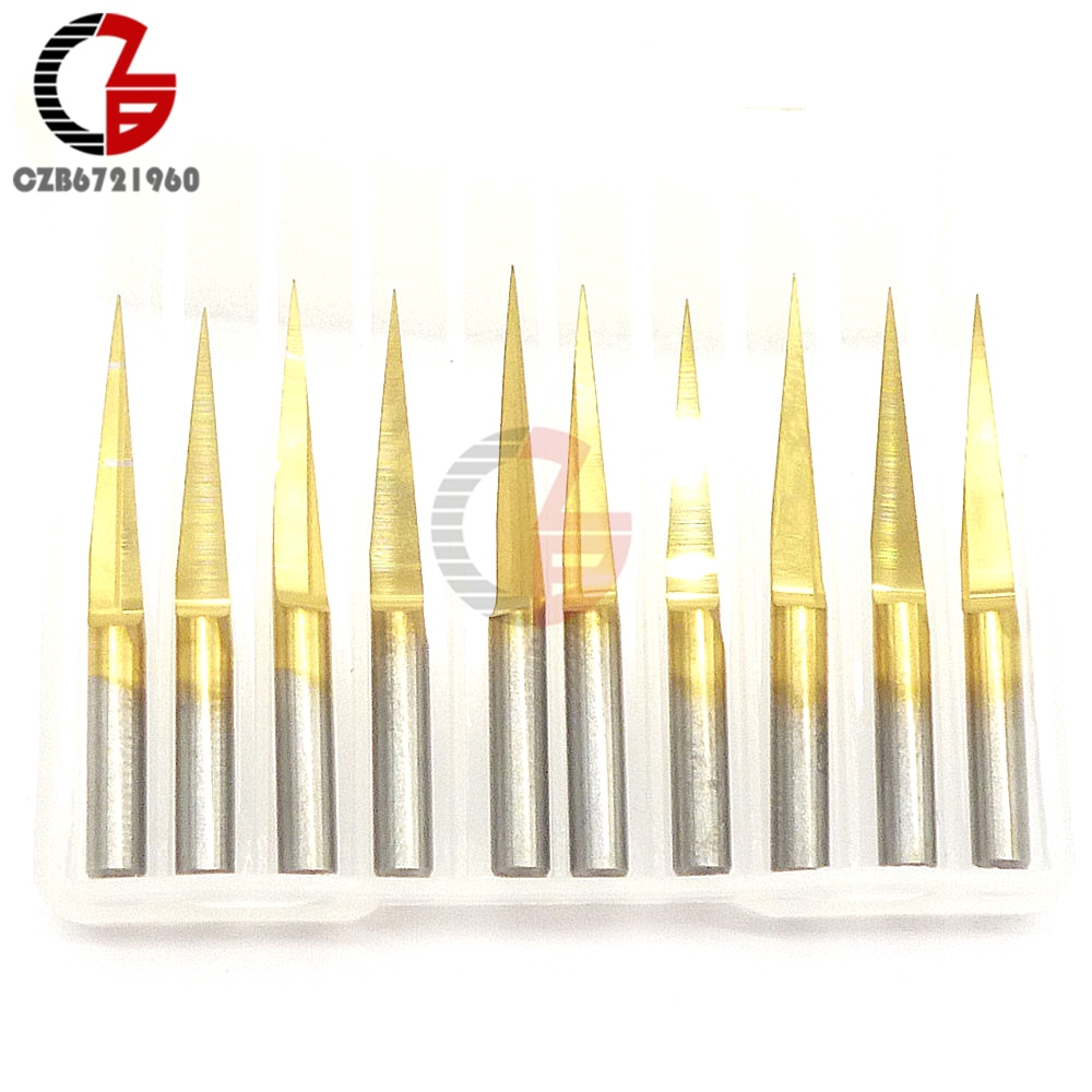 1Pcs 3.175mm Carbide PCB Engraving Bits CNC Router Tool 10 Degrees 0.1mm V-Shap