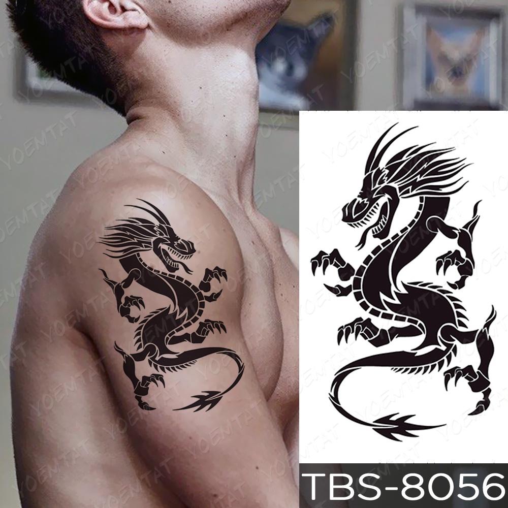 Hình Xăm Dán Tạm Thời Hình Rồng Bọ Cạp Chó Sói Đôi Cánh Chim Cú Nghệ Thuật Chống Thấm Nước Cho Nam
