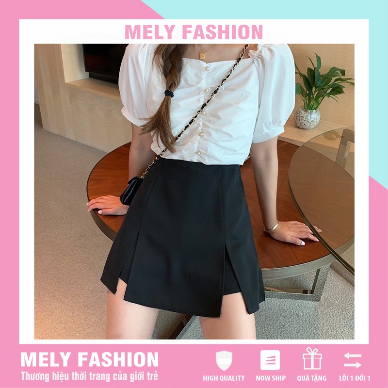 Quần giả váy nữ chữ A cạp cao xẻ tà có bigsize đẹp phong cách trẻ trung duyên dáng năng động Mely Fashion CV11