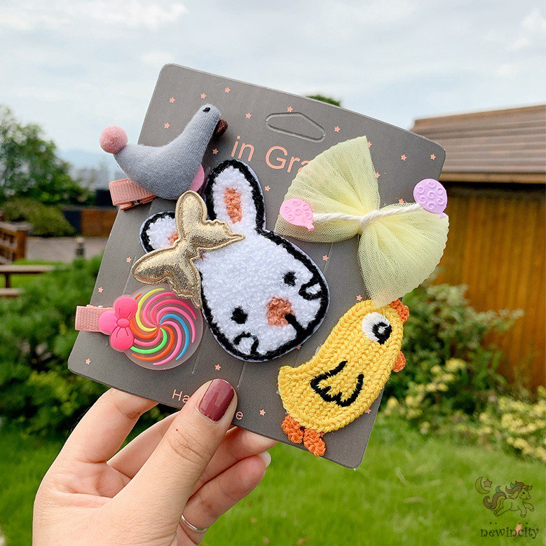 Set Kẹp Tóc Kiểu Hoạt Hình Đáng Yêu Độc Đáo Cho Bé Gái