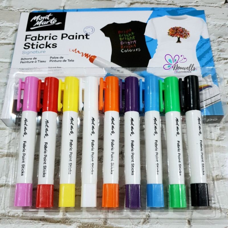 Set màu vẽ vải dạng thỏi Mont Marte Fabric Paint Sticks 9 màu