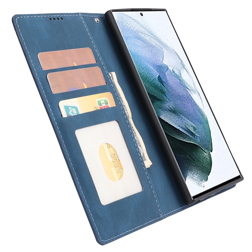 Ốp Điện Thoại Da Từ Tính Kèm Ngăn Đựng Thẻ Cho Samsung Galaxy S22 S20 S21 FE Note 20 Ultra S22 Plus