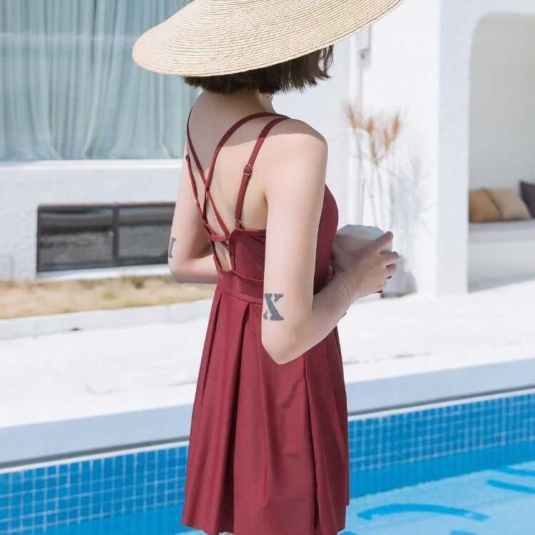 INS women's swimsuit + blouse cover belly slim conservative cute Japanese swimwear | BigBuy360 - bigbuy360.vn